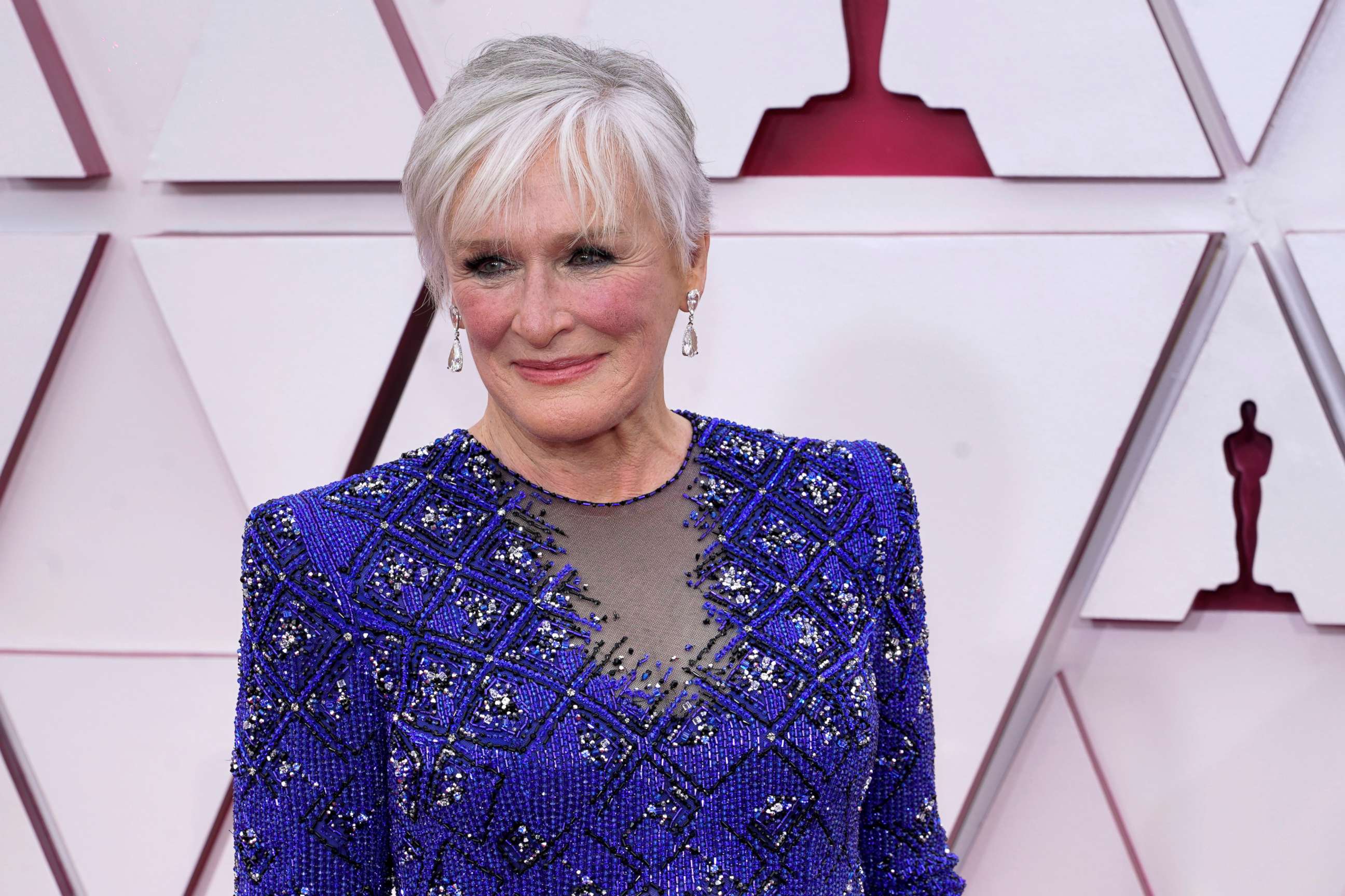PHOTO: Glenn Close arrives to the 93rd Academy Awards, at Union Station, in Los Angeles, April 25, 2021. 