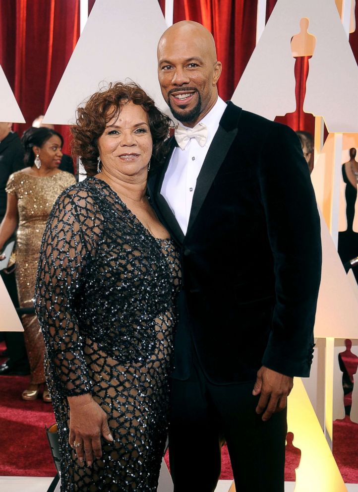 PHOTO: Common and mom Dr. Mahalia Ann Hines arrive at the 87th annual Academy Awards.