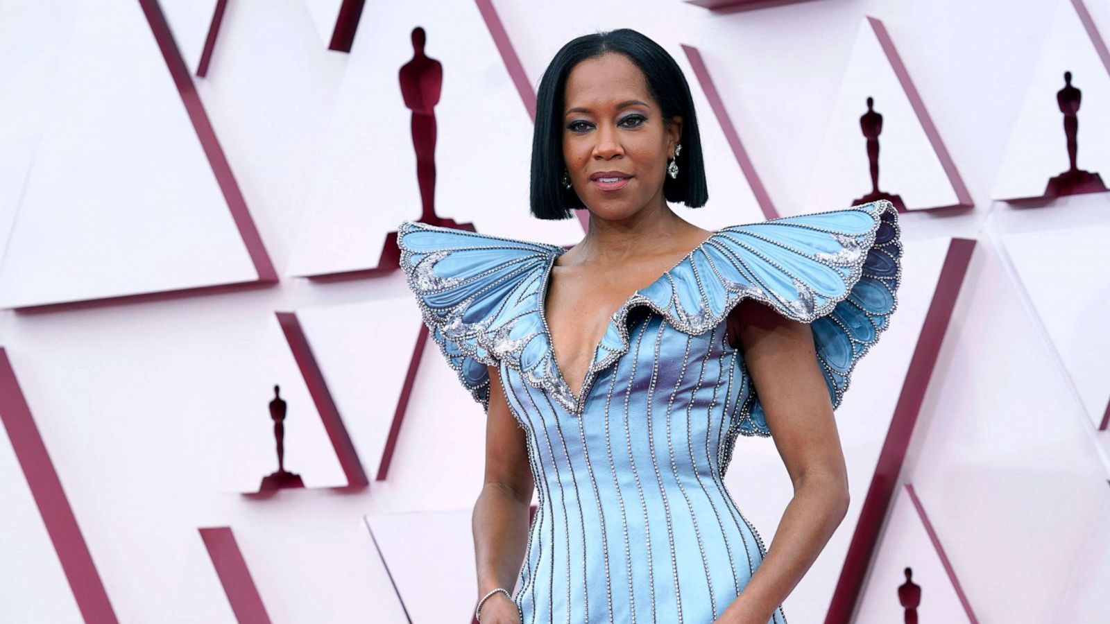 PHOTO: Regina King arrives at the Oscars, April 25, 2021, at Union Station in Los Angeles.