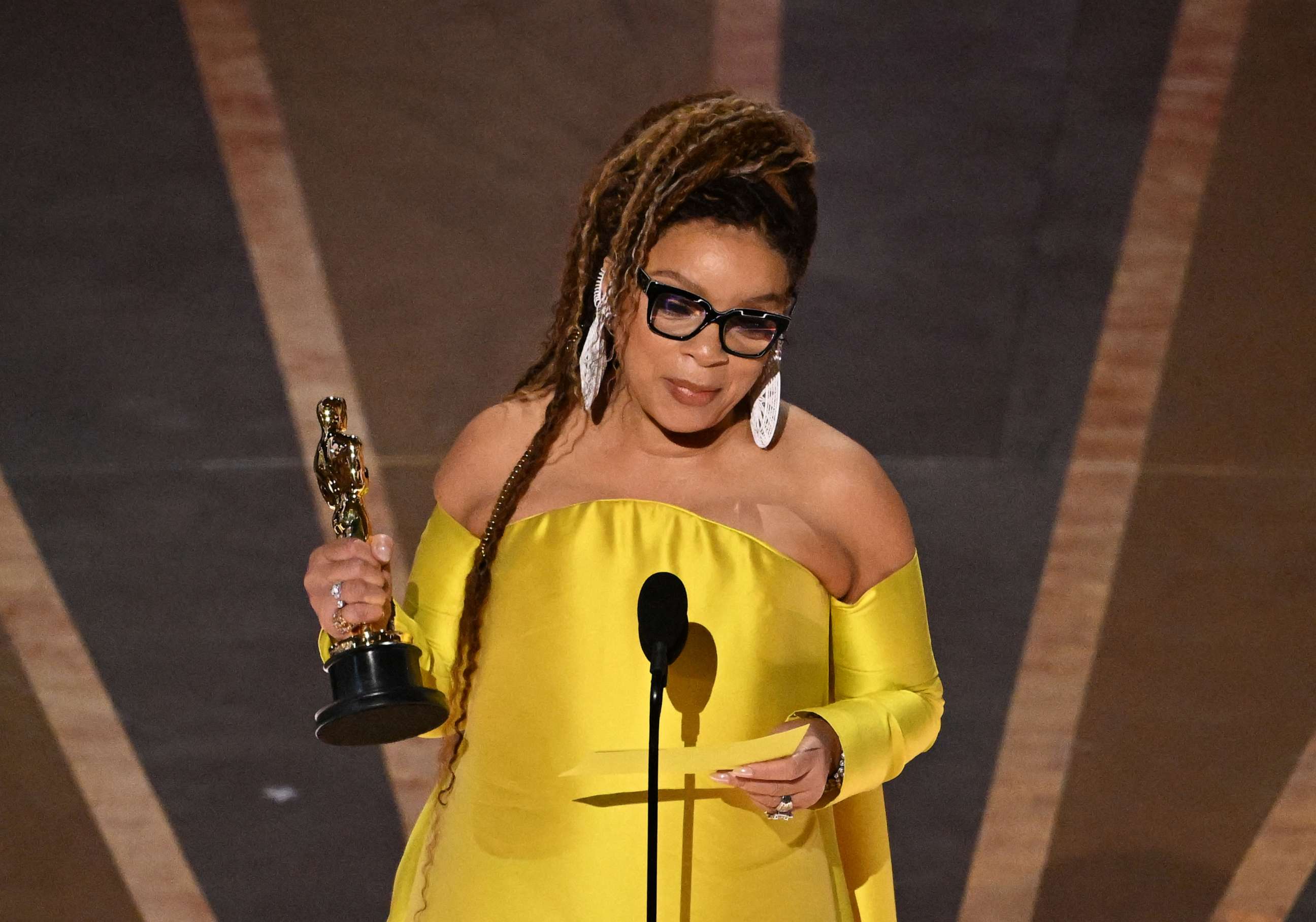 PHOTO: Ruth E. Carter accepts the Oscar for Best Costume Design for "Black Panther: Wakanda Forever" onstage during the 95th Annual Academy Awards at the Dolby Theatre in Hollywood, California on March 12, 2023.