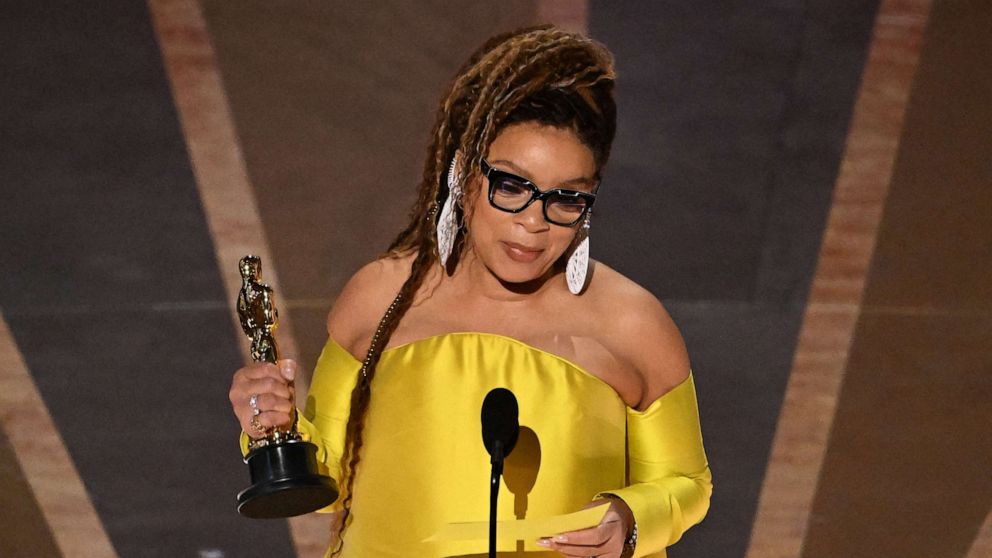 PHOTO: Ruth E. Carter accepts the Oscar for Best Costume Design for "Black Panther: Wakanda Forever" onstage during the 95th Annual Academy Awards at the Dolby Theatre in Hollywood, California on March 12, 2023.