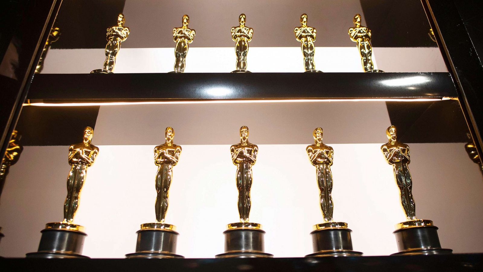 PHOTO: In this handout file photo provided by A.M.P.A.S., Oscars statuettes are on display backstage during the 92nd Annual Academy Awards at the Dolby Theatre on Feb. 9, 2020, in Hollywood, Calif.