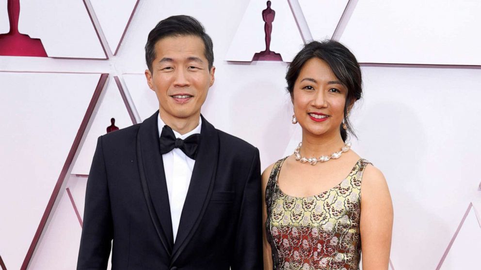 PHOTO: Lee Isaac Chung and Valerie Chung attend the 93rd Annual Academy Awards, April 25, 2021, in Los Angeles.