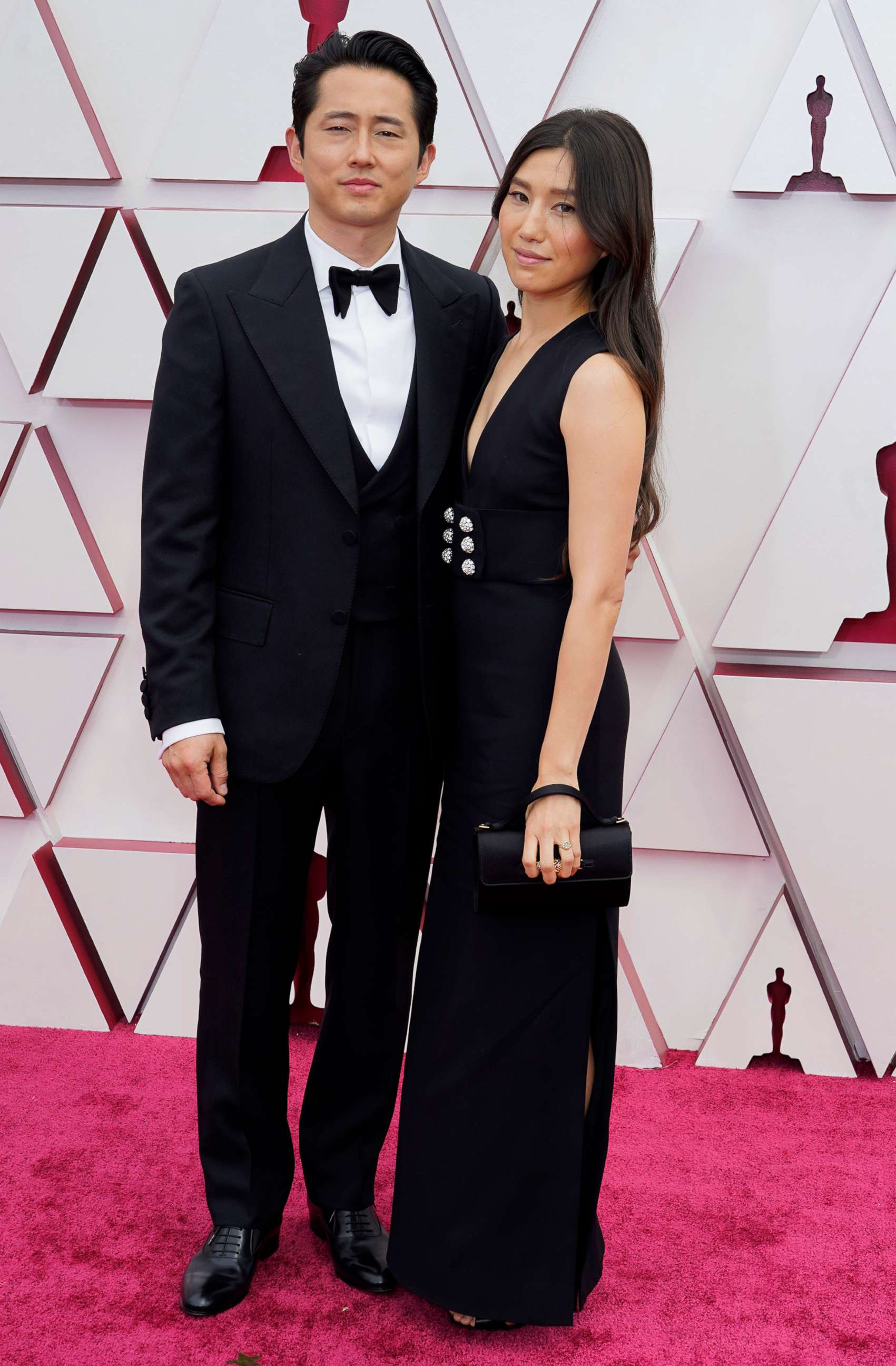 PHOTO: Steven Yeun and Joana Pak attend the 93rd Annual Academy Awards, April 25, 2021, in Los Angeles. 