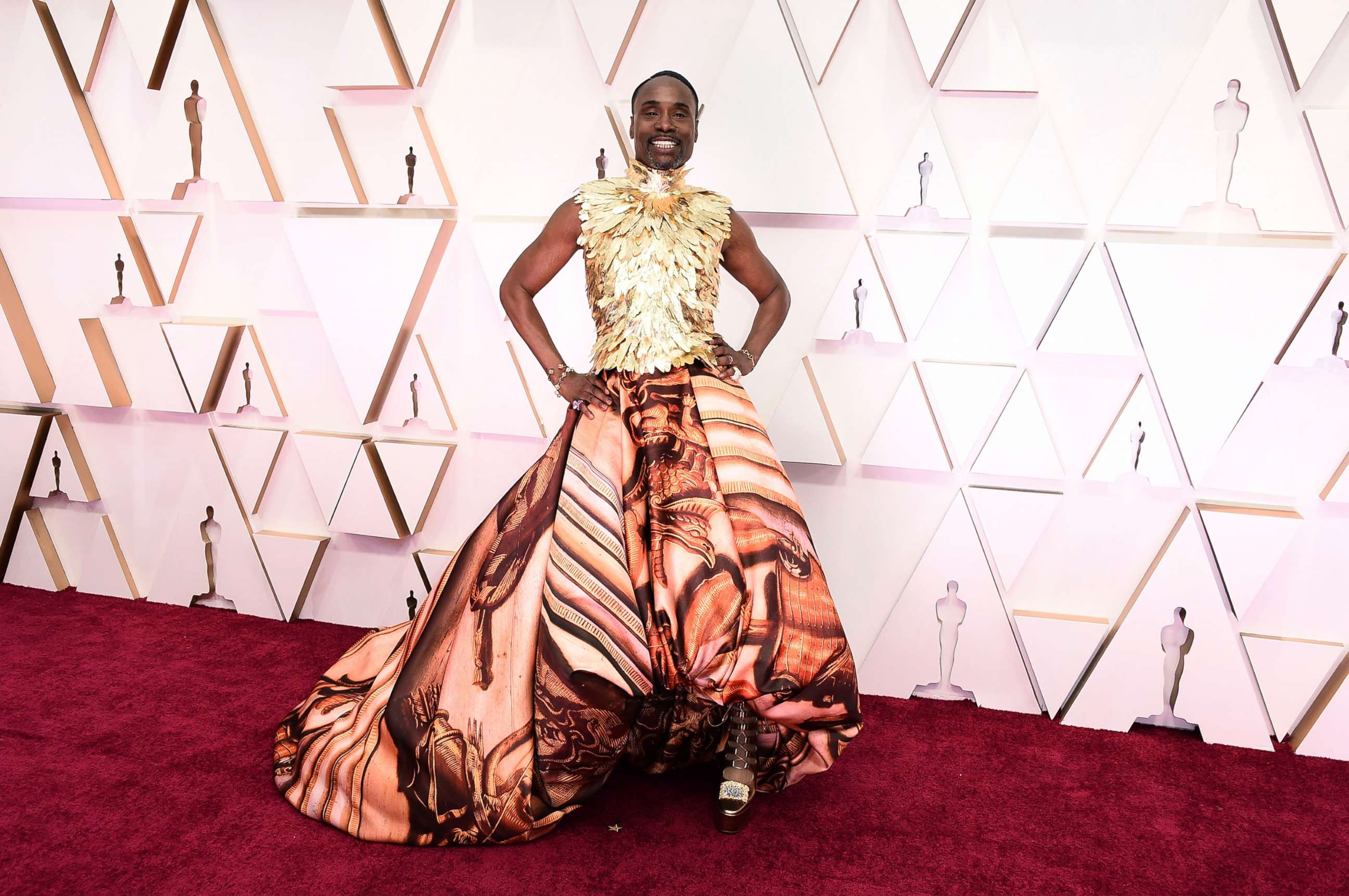 PHOTO: Billy Porter arrives at the Oscars, Feb. 9, 2020, at the Dolby Theatre in Los Angeles. 