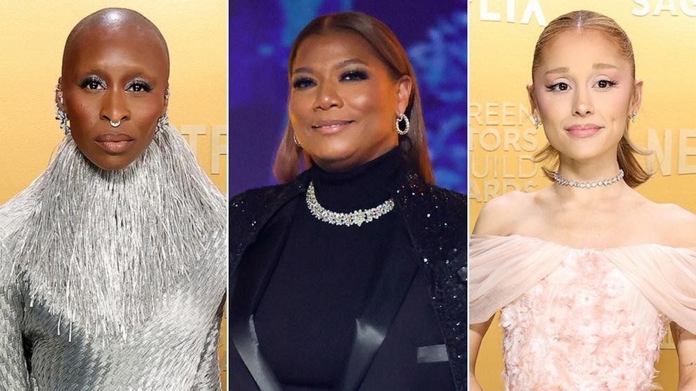 PHOTO: Cynthia Erivo attends the 31st Annual Screen Actors Guild Awards, Feb. 23, 2025. Queen Latifah speaks onstage during the 67th Annual GRAMMY Awards , Feb. 2, 2025. Ariana Grande attends the 31st Annual Screen Actors Guild Awards , Feb. 23, 2025.