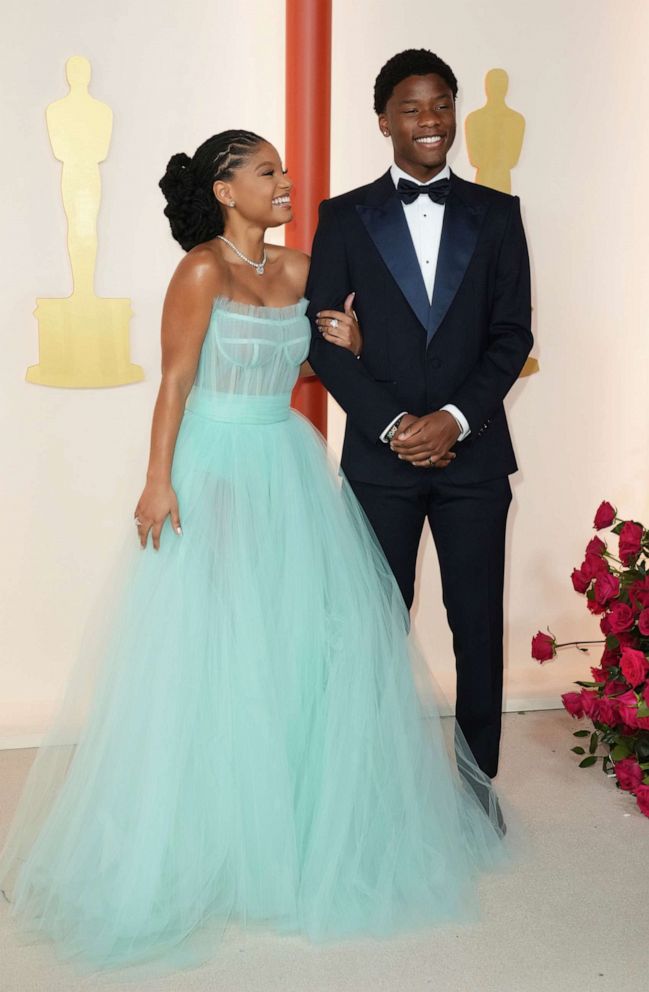 PHOTO: Halle Bailey, and Branson Bailey arrive at the Oscars, Mar. 12, 2023, in Los Angeles.