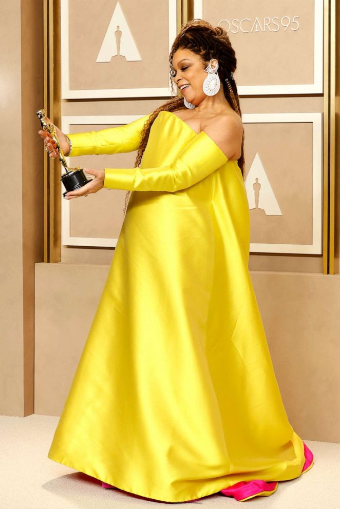 PHOTO: Ruth E. Carter, winner of the Best Costume Design award for "Black Panther: Wakanda Forever," poses in the press room at the 95th Annual Academy Awards Mar. 12, 2023 in Hollywood.