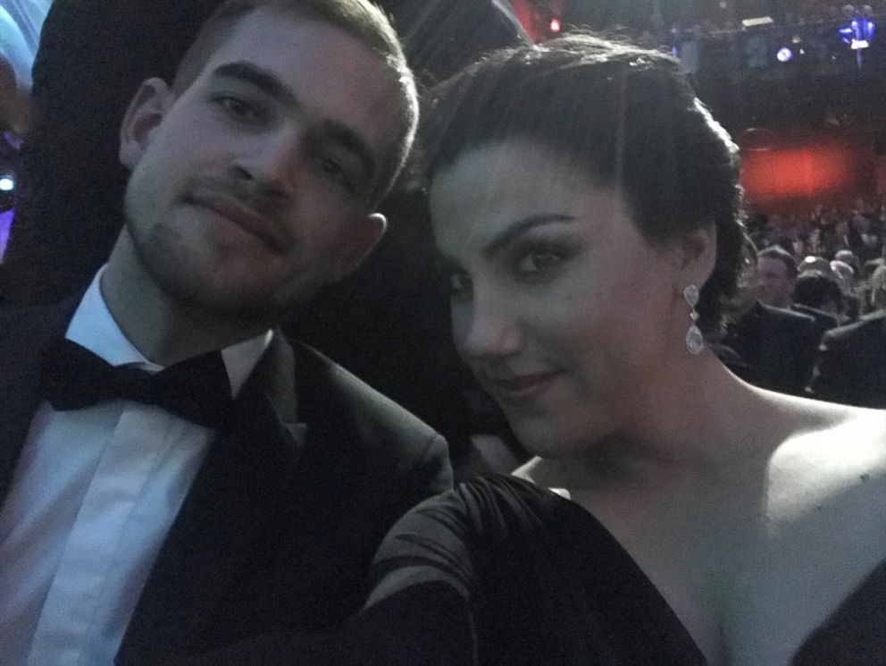 PHOTO: Rayka Zehtabchi and Sam Davis pose for a selfie inside the Dolby Theatre.