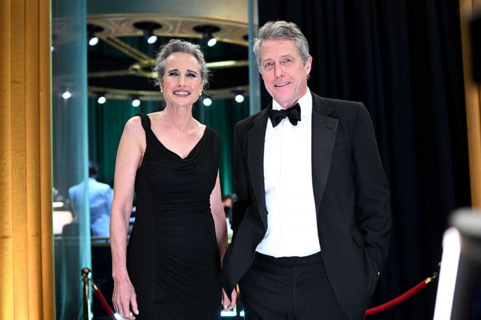 PHOTO: Andie MacDowell and Hugh Grant backstage during the 95th Annual Academy Awards on Mar. 12, 2023 in Hollywood.