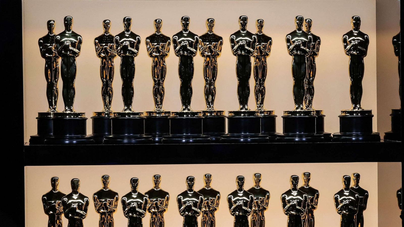 PHOTO: Oscar statuettes sit on display backstage during the show at the 94th Academy Awards at the Dolby Theatre at Ovation Hollywood, March 27, 2022.