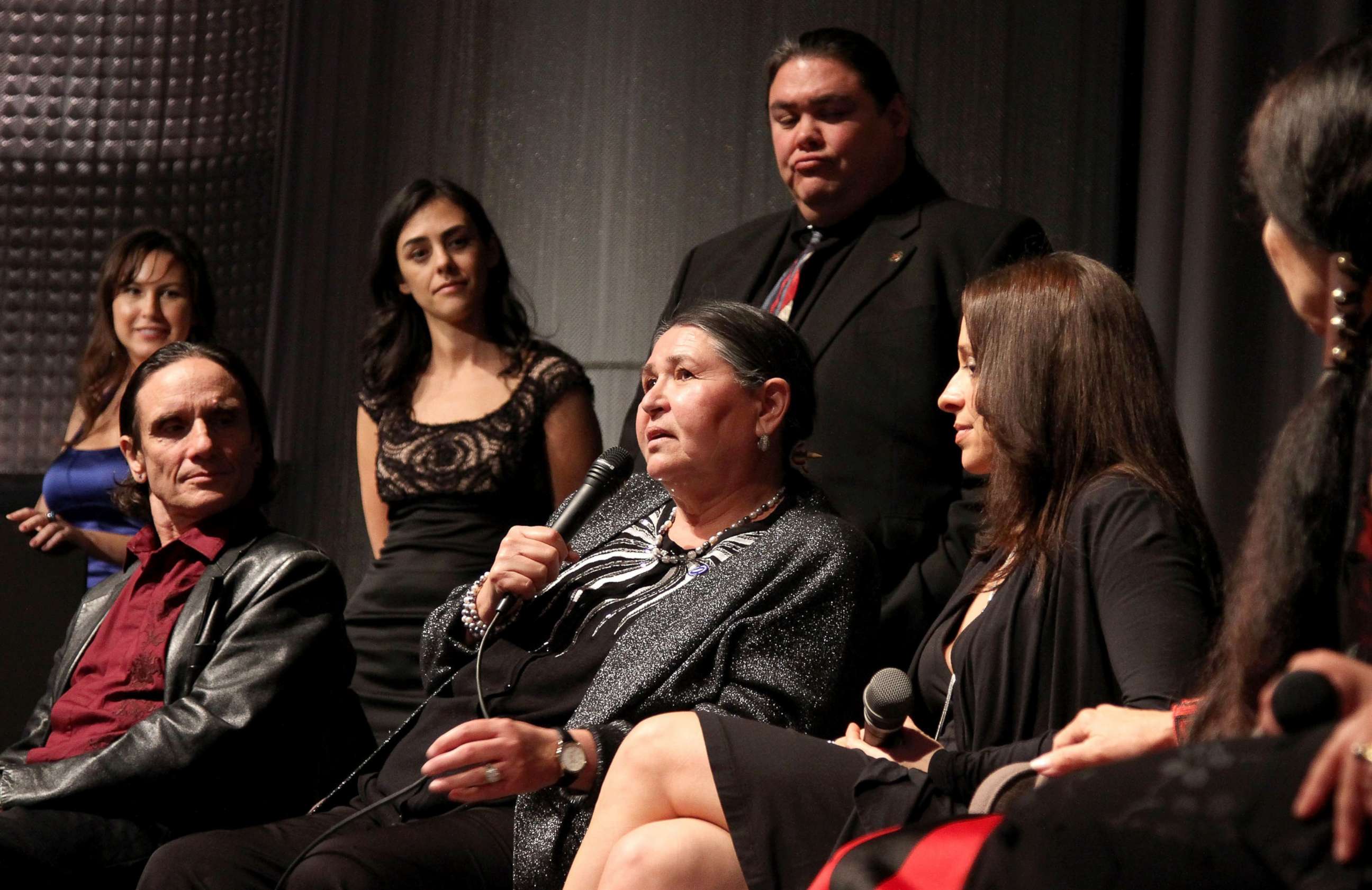 PHOTO: Activist Sacheen Littlefeather attends the Q&A at the SAG President's National Task Force For American Indians & NBC Universal Premiere Screening Of "Reel indian" & "American Indian Actors" At LA Skins Fest in Los Angeles, Nov. 20, 2010.