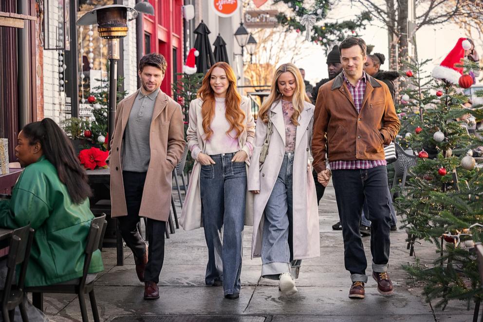 PHOTO: (L-R) Jon Rudnitsky as Cameron, Lindsay Lohan as Avery, Katie Baker as Cassie and Ian Harding as Logan in "Our Little Secret."