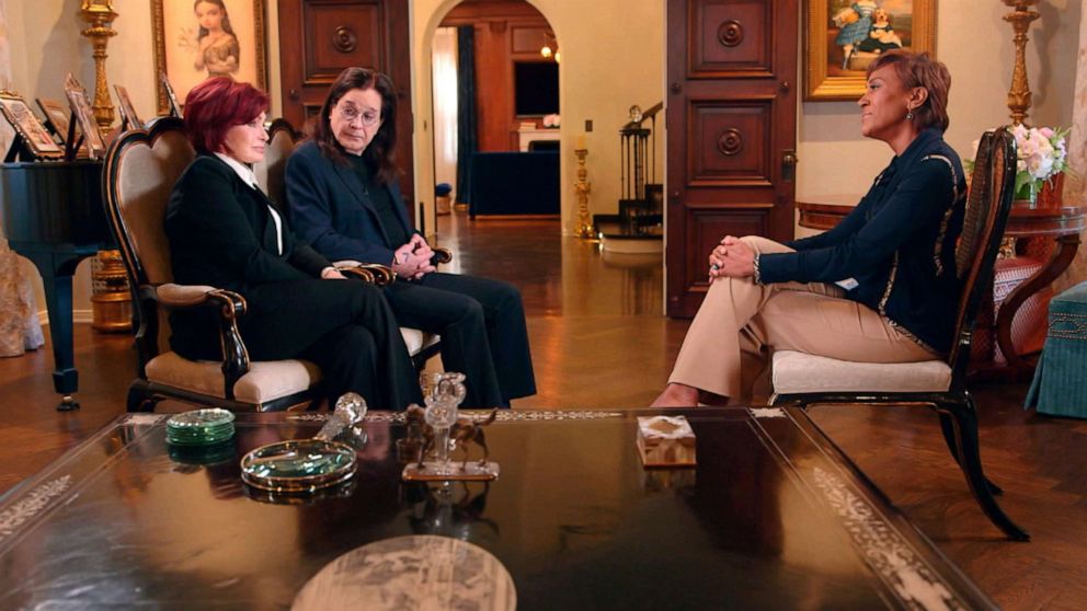 PHOTO: Sharon and Ozzy Osbourne speak with ABC News' Robin Roberts.