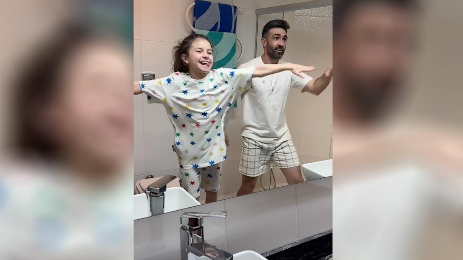 PHOTO: A dynamic dad and daughter duo are capturing hearts across TikTok with their viral dance videos in front of their bathroom mirror.