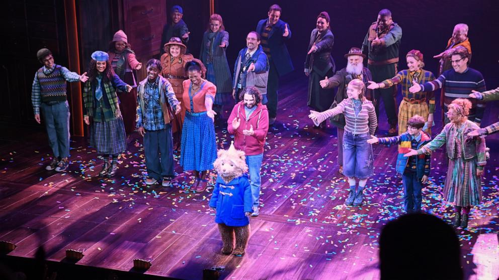 PHOTO: Arti Shah, playing Paddington Bear, bows at the curtain call during the press night performance of "Paddington The Musical" at The Savoy Theatre, November 30, 2025 in London, England. 