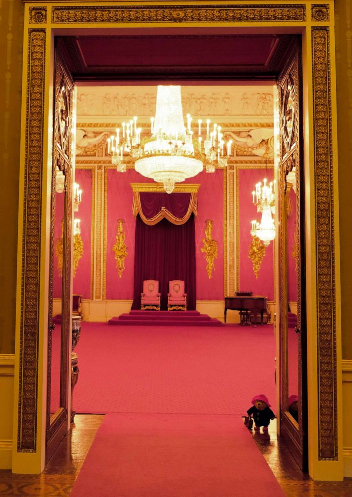 PHOTO: Paddington bear visits the Throne Room at Buckingham Palace in London, in a photo released by Buckingham Palace on Nov. 18, 2022. 