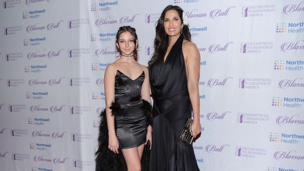 PHOTO: Krishna Thea Lakshmi-Dell and Padma Lakshmi at the Blossom Ball Endometriosis Foundation of America held at Cipriani 42nd Street, March 20, 2023, in New York City.