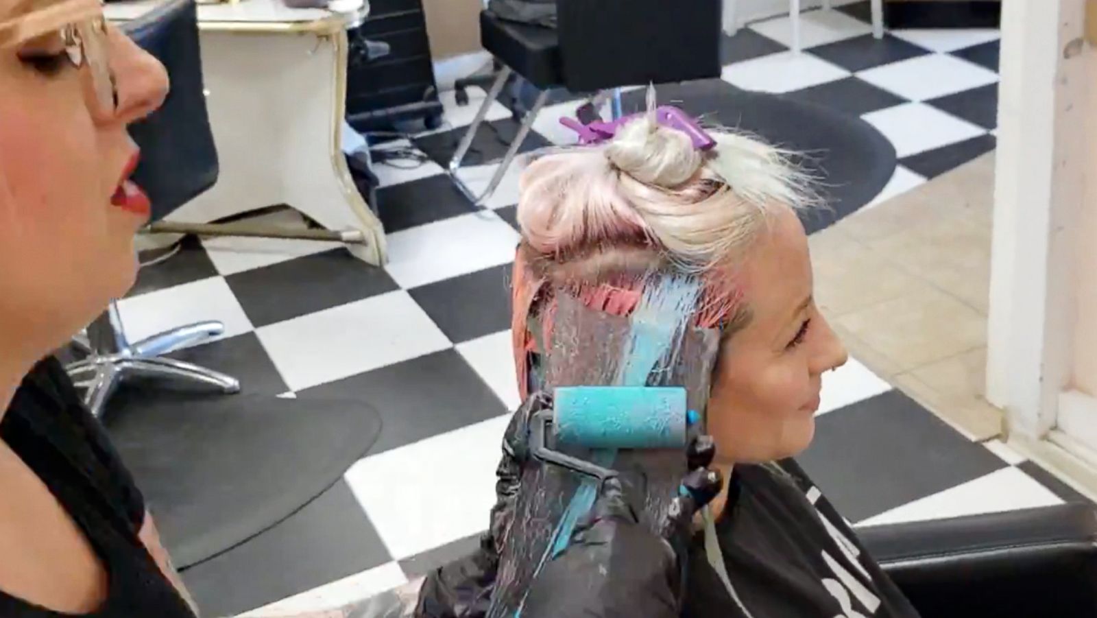 PHOTO: Creative Color Specialist Kelly O'Leary came up with the idea to use a paint roller to dye a client's hair.