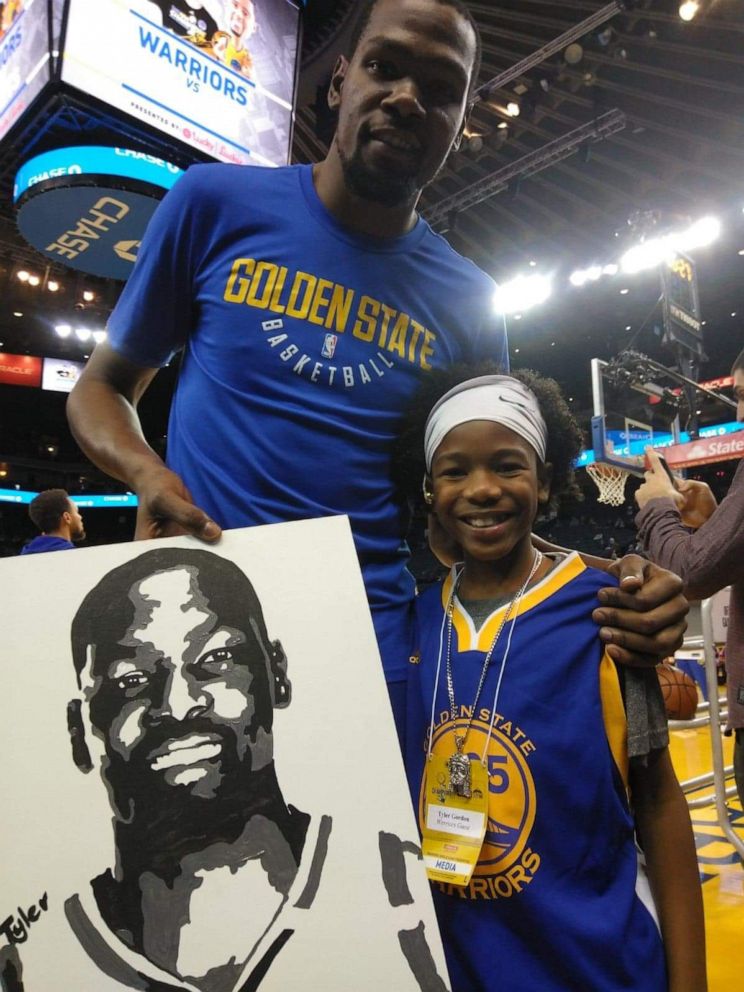 PHOTO: Tyler Gordon, 12, is seen in an undated photo with Kevin Durant of the Golden State Warriors basketball team.