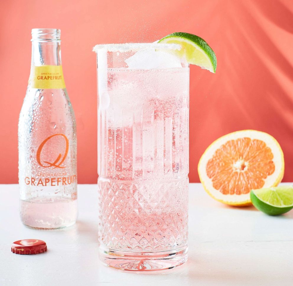 PHOTO: A grapefruit Paloma made in a highball glass with Q mixers.