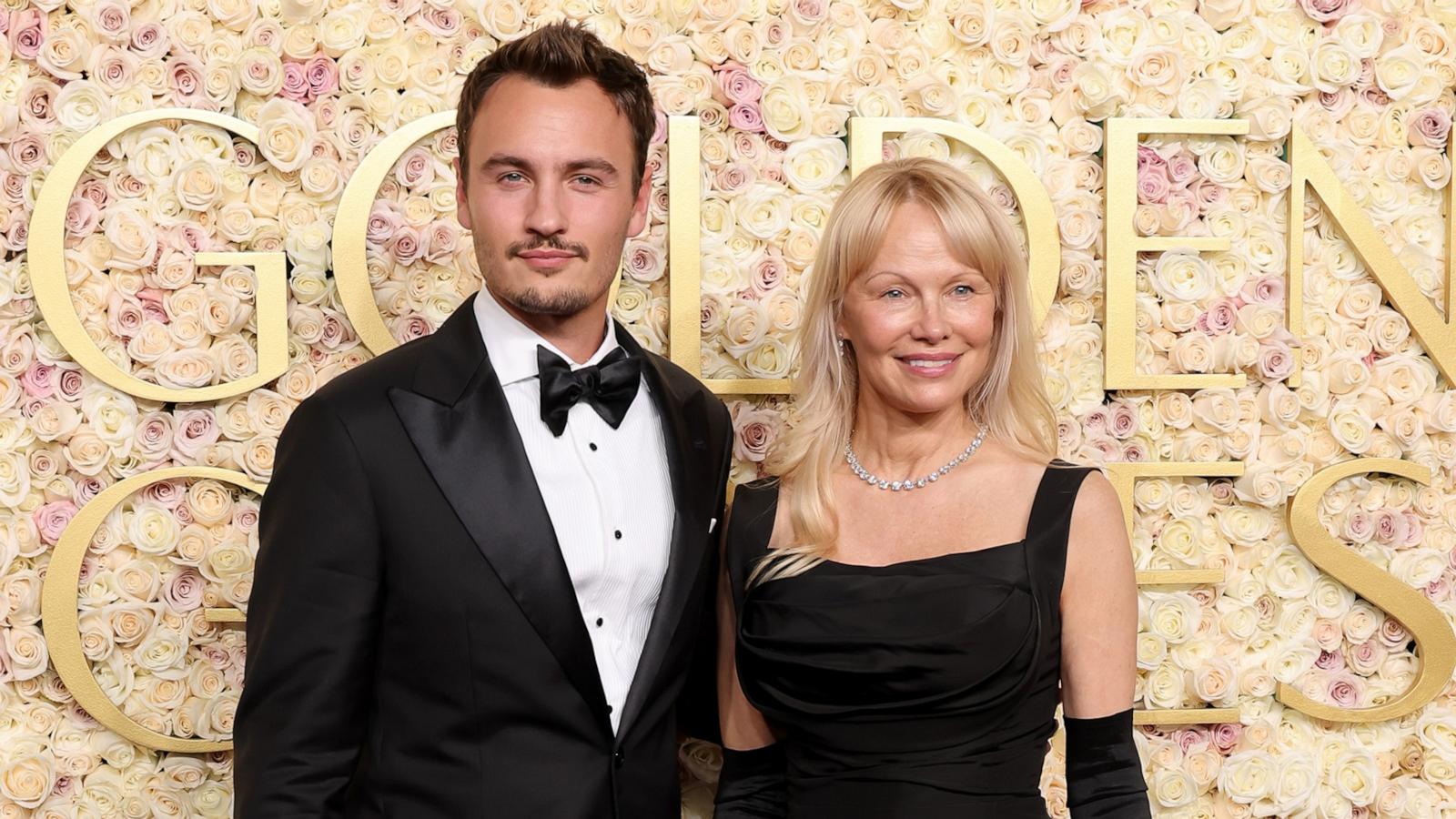 PHOTO: Brandon Thomas Lee and Pamela Anderson attend the 82nd Annual Golden Globe Awards, Jan. 5, 2025, in Beverly Hills, Calif.