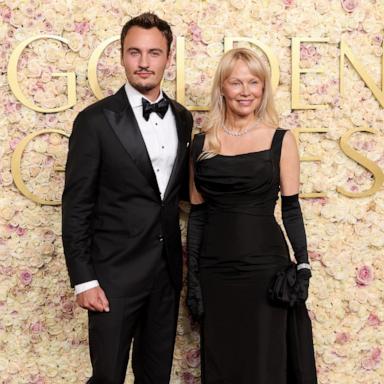 PHOTO: Brandon Thomas Lee and Pamela Anderson attend the 82nd Annual Golden Globe Awards, Jan. 5, 2025, in Beverly Hills, Calif.