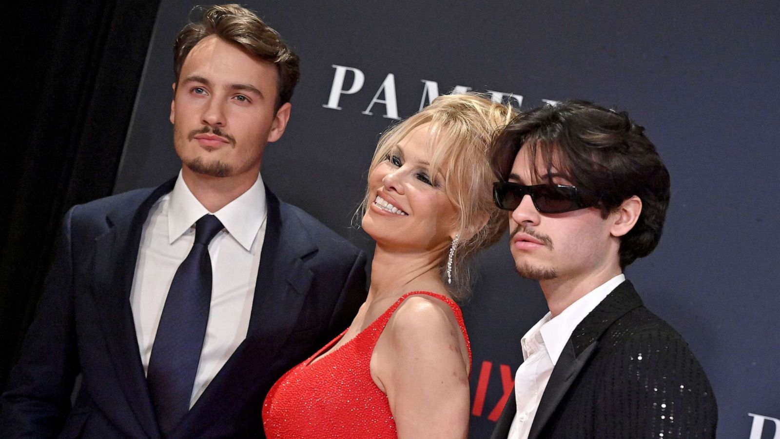Pamela Anderson gets support from sons Brandon and Dylan at documentary  premiere - Good Morning America