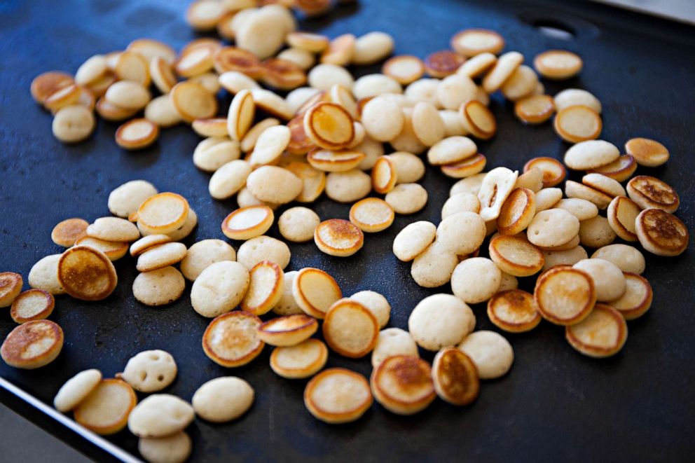 PHOTO: Nguyen makes pancake cereal as a fun breakfast for her kids.