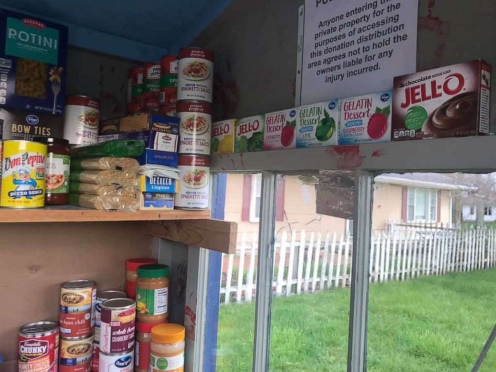 PHOTO: A pop-up pantry with non-perishable items donated from the local community in Delaware, Ohio.