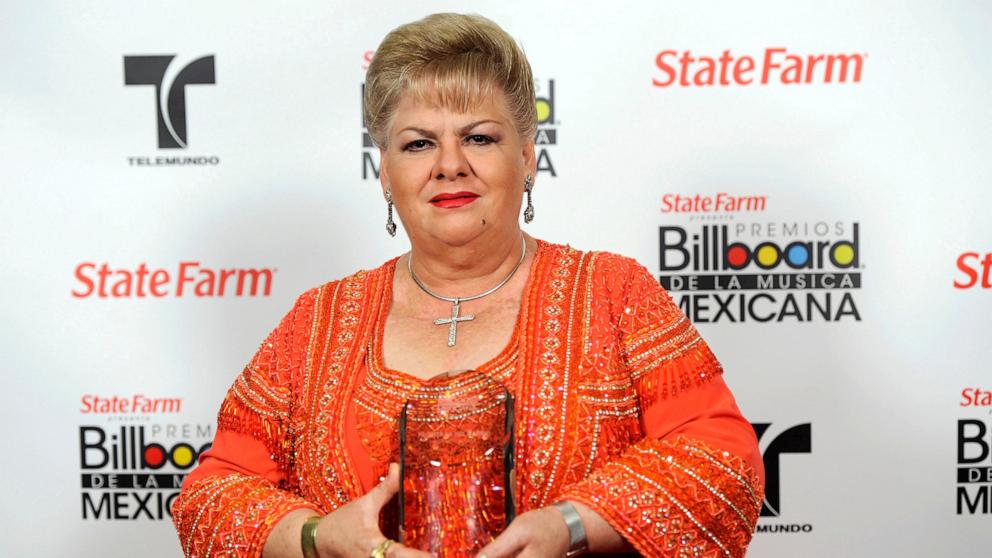 PHOTO: Mexican singer Paquita La Del Barrio poses backstage with the Premio La Voz at the first annual Mexican Billboard Awards, Oct. 20, 2011, in Los Angeles.