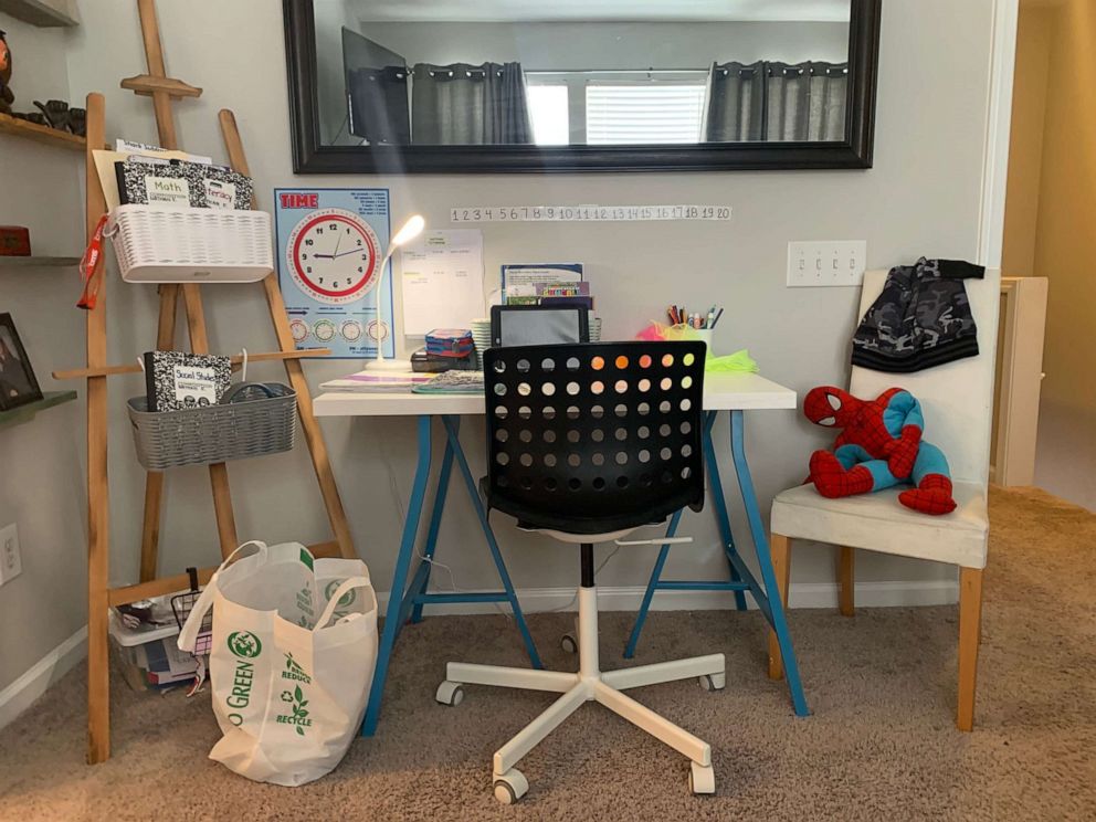 PHOTO: Jane Minovskaya of Charlotte, North Carolina, shares a photo of her nephew's remote learning station amid the COVID-19 pandemic.