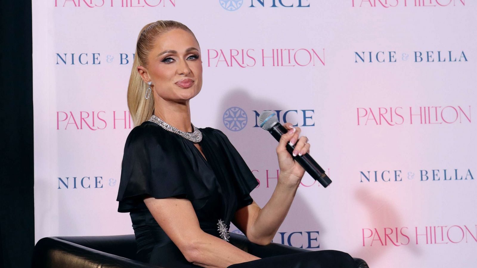 PHOTO: Paris Hilton attends the press conference for the 26th anniversary of the jewelry brand 'NICE' at Arena Ciudad de Mexico, Oct. 7, 2023 in Mexico City, Mexico.