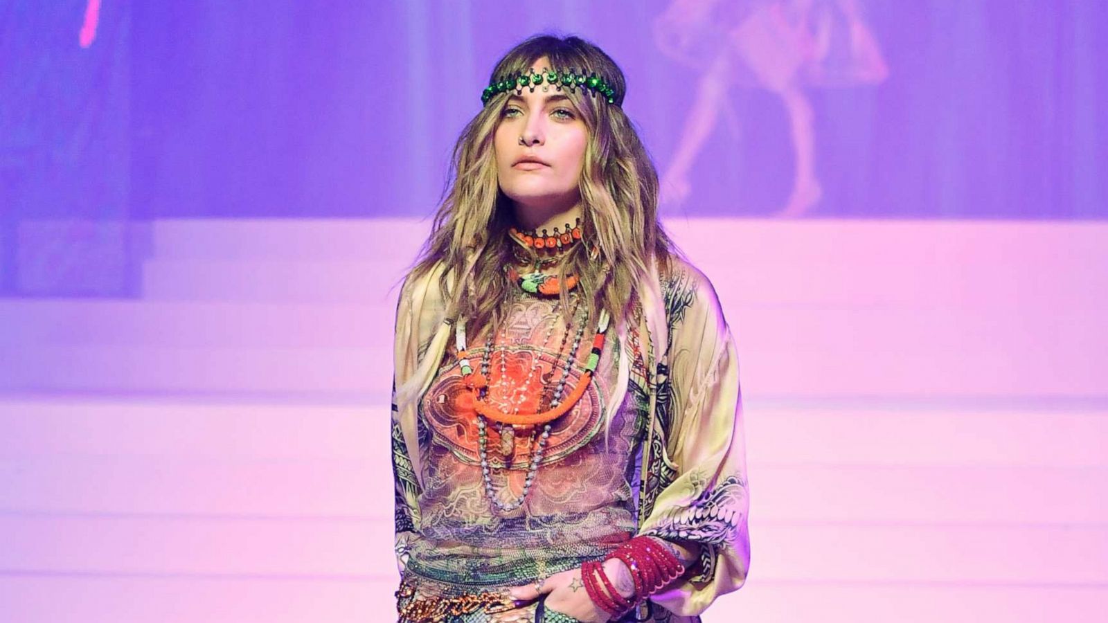 PHOTO: Paris Jackson walks the runway during the Jean-Paul Gaultier Haute Couture Spring/Summer 2020 show as part of Paris Fashion Week at Theatre Du Chatelet on Jan. 22, 2020 in Paris.