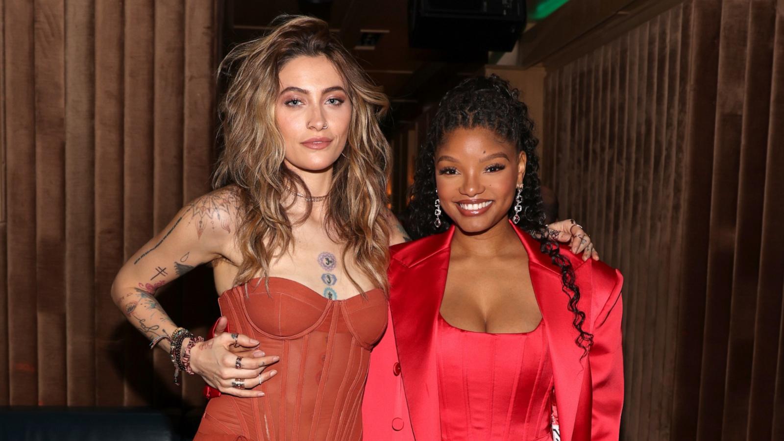 PHOTO: Paris Jackson, left, and Halle Bailey attend the Tres Generaciones And Billboard Host New Nominees Dinner at The Sun Rose, Jan. 30, 2024, in West Hollywood, Calif.