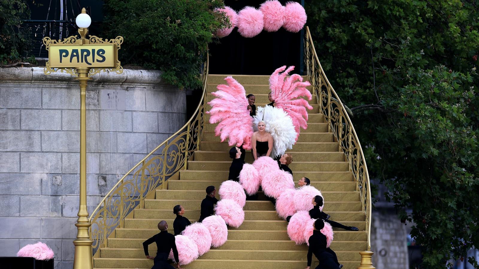 PHOTO: Lady Gaga performs at Square Barye during the athlete's parade on the River Seine during the opening ceremony of the 2024 Paris Olympic Games, July 26, 2024.