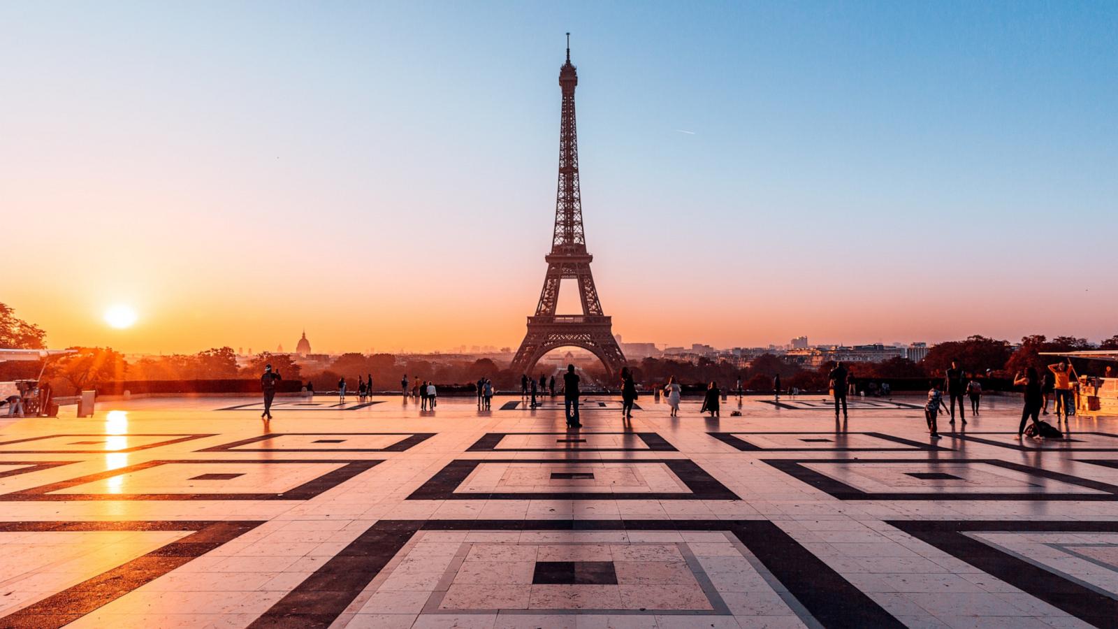 PHOTO: The Eiffel Tower and Trocadero Square at sunrise in Paris in this undated stock photo.