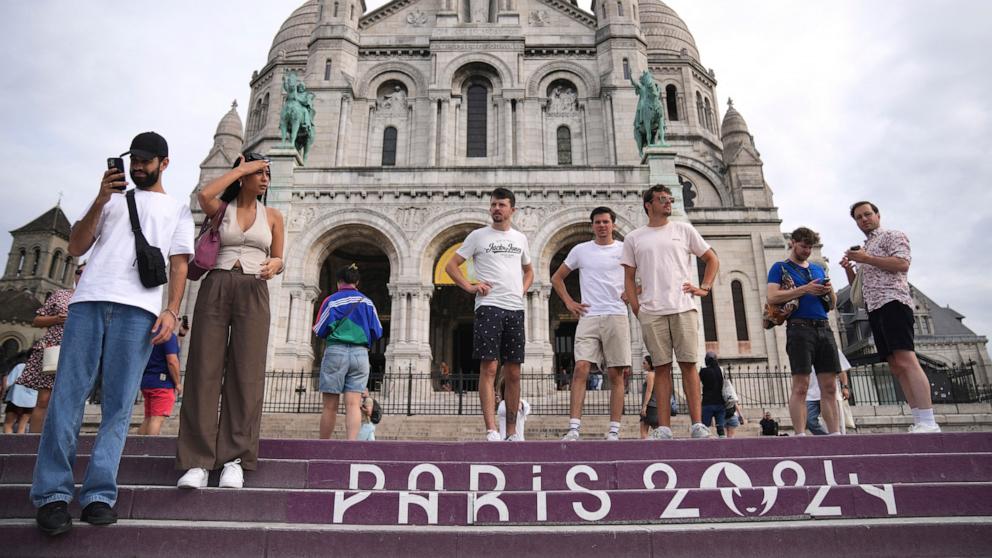 PHOTO: Tourists visit Sacre-Coeur of Montmartre Basilica during the 2024 Summer Olympics, July 25, 2024, in Paris.