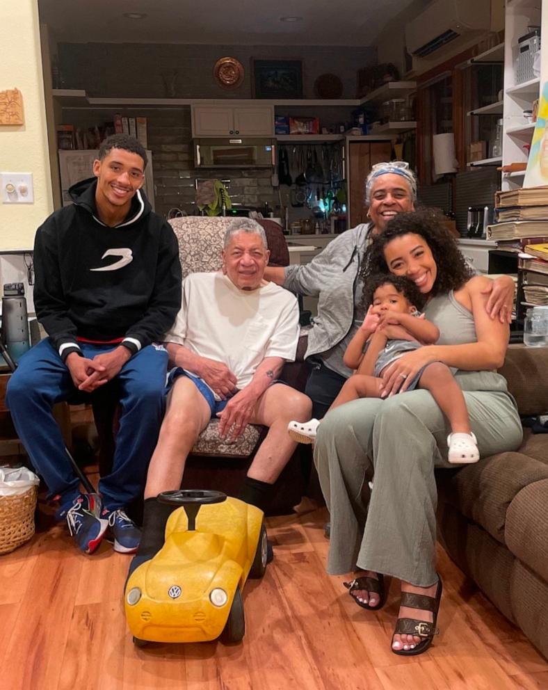 PHOTO: Taryn Watson with her son TJ, her brother, her grandfather Philip Thompson and grandmother.