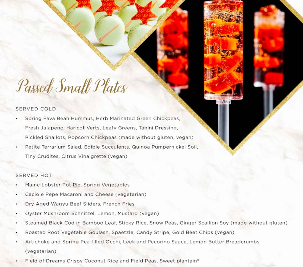 PHOTO: A look at the passed small plates menu for the Oscars Governors Ball.