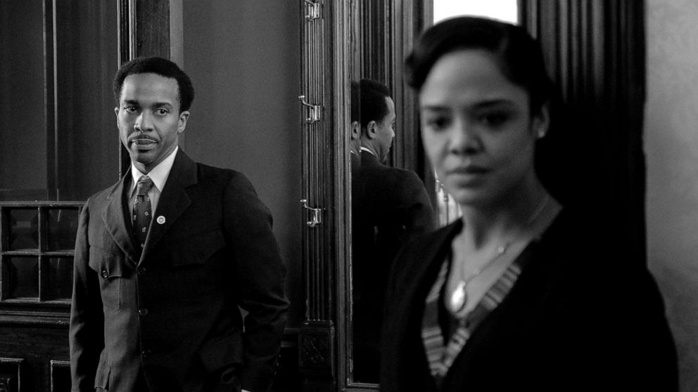Andre Holland as Brian, and Tessa Thompson as Irene, in the Netflix movie, "Passing."