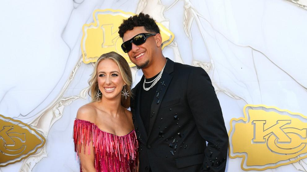 PHOTO: In this June 13, 2024, file photo, Brittany and Patrick Mahomes arrive on the red carpet prior to the Kansas City Chiefs Super Bowl Ring Ceremony at the Nelson-Atkins Museum of Art, in Kansas City, Missouri.