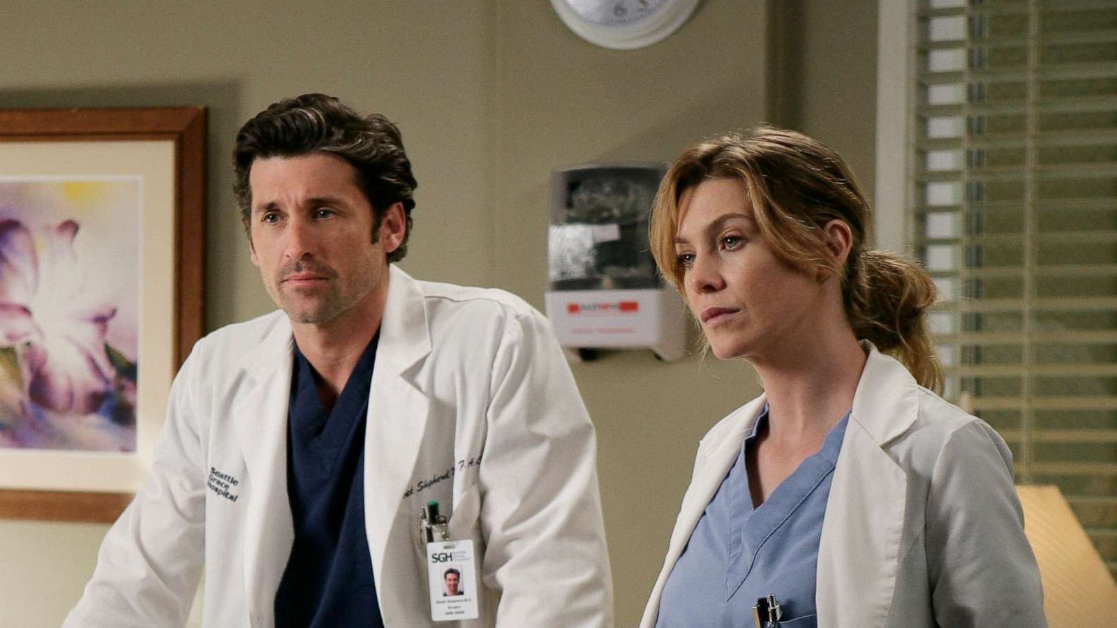 PHOTO: Patrick Dempsey and Ellen Pompeo star on an episode of ABC Televisions, "Grey's Anatomy," in 2008.