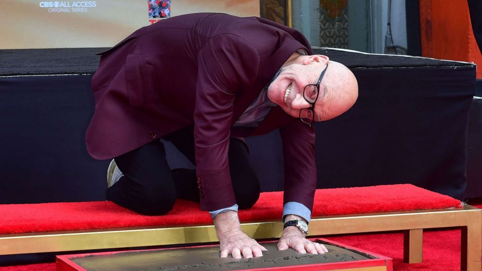 "Star Trek: Picard" star Sir Patrick Stewart played up to the fans during the hand and footprint ceremony at TCL Chinese Theatre IMAX in Hollywood.