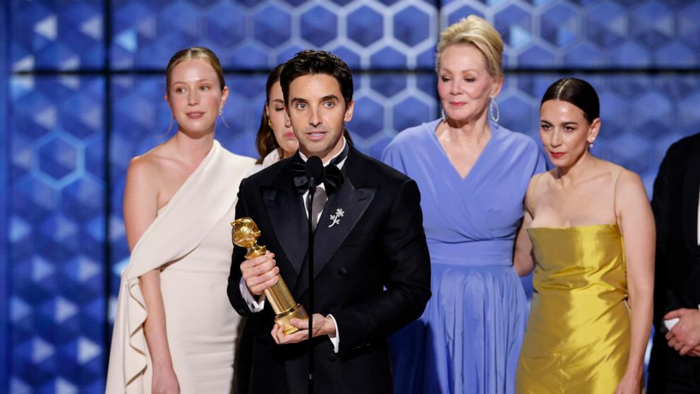 PHOTO: Paul W. Downs accepts the award for TV Series - Musical or Comedy at the 82nd Annual Golden Globe Awards, Jan. 5, 2025, in Beverly Hills, Calif.