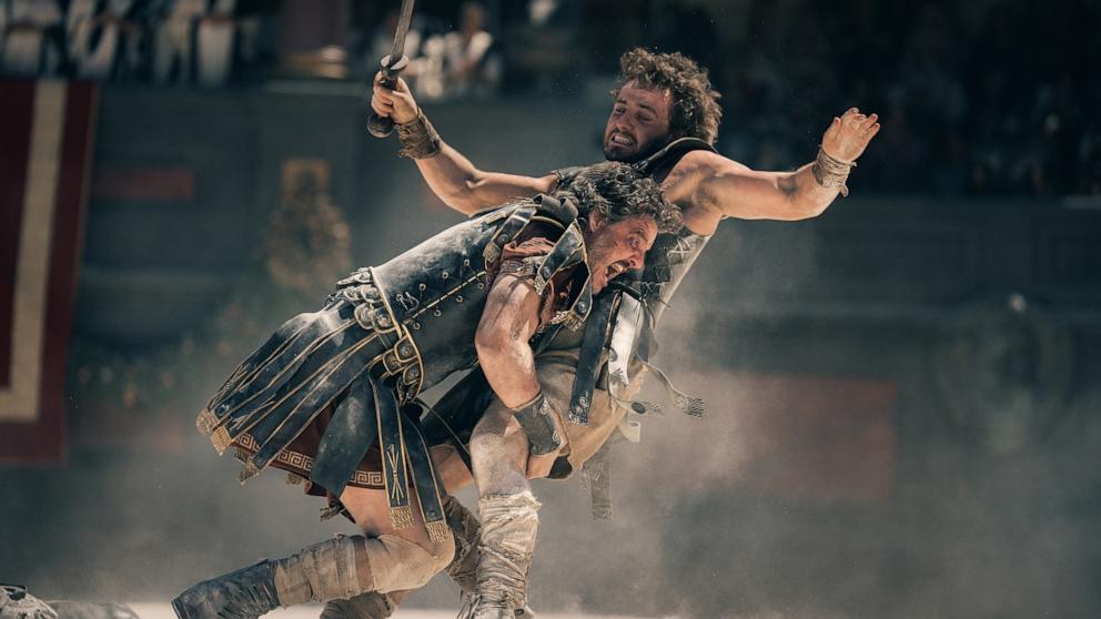 PHOTO: Pedro Pascal plays General Acacius and Paul Mescal plays Lucius in Gladiator II from Paramount Pictures. 