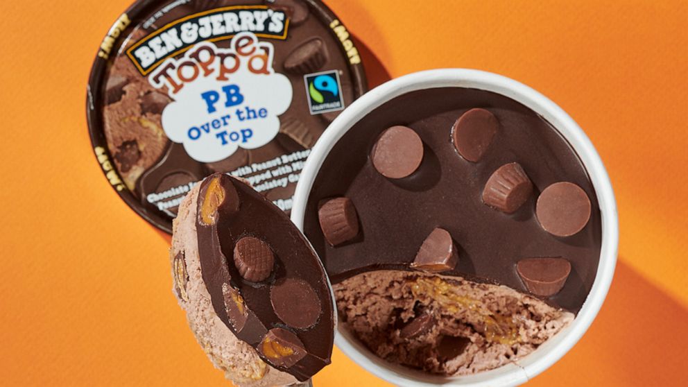 PHOTO: A scoop of the new Ben & Jerry's Topped flavor PB Over the Top.