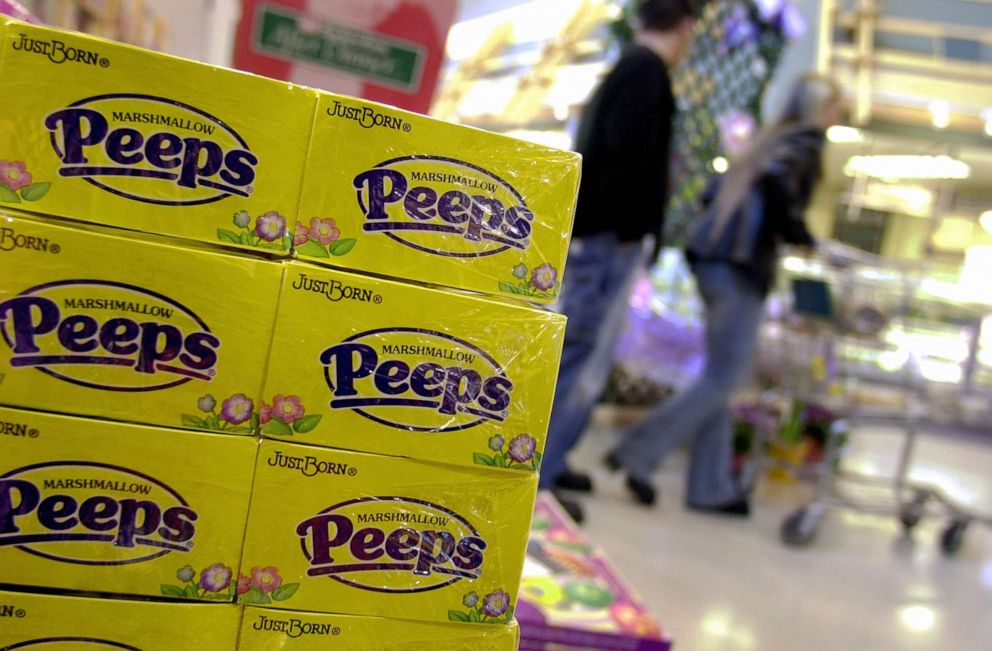 PHOTO: Marshmallow Peeps are seen on display at McCaffrey's in Southampton, Pa., April 18, 2003. 