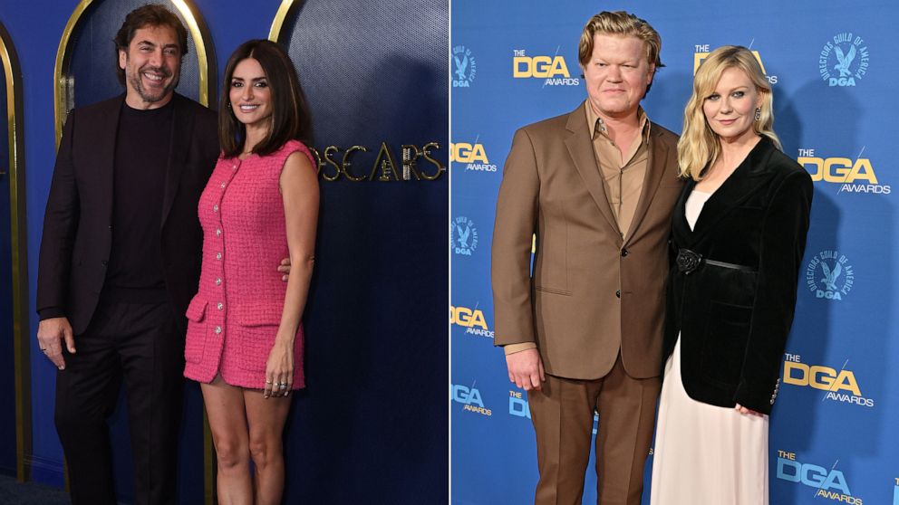 PHOTO: Penelope Cruz and Javier Bardem arrive for the Oscars Nominees Luncheon in Los Angeles, March 7, 2022. | Jesse Plemons and Kirsten Dunst attend the Directors Guild of America Awards on March 12, 2022, in Beverly Hills, Calif.