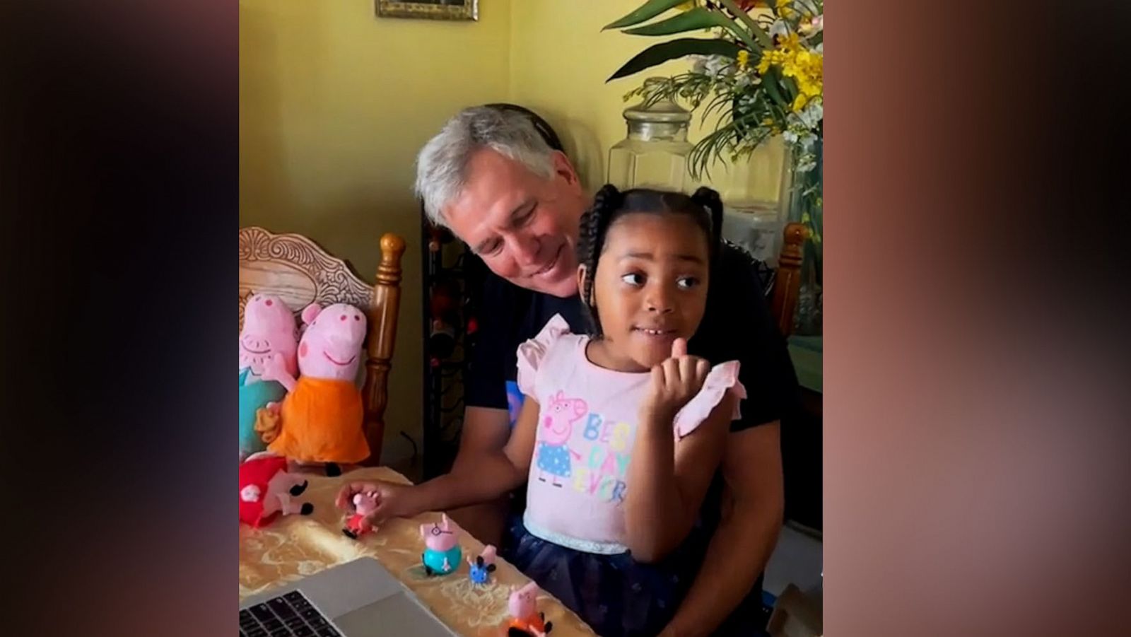 PHOTO: Tanya Alvarez's video post of her father David Zielke filming videos with his granddaughter's Peppa Pig toys quickly went viral after she posted it on TikTok.